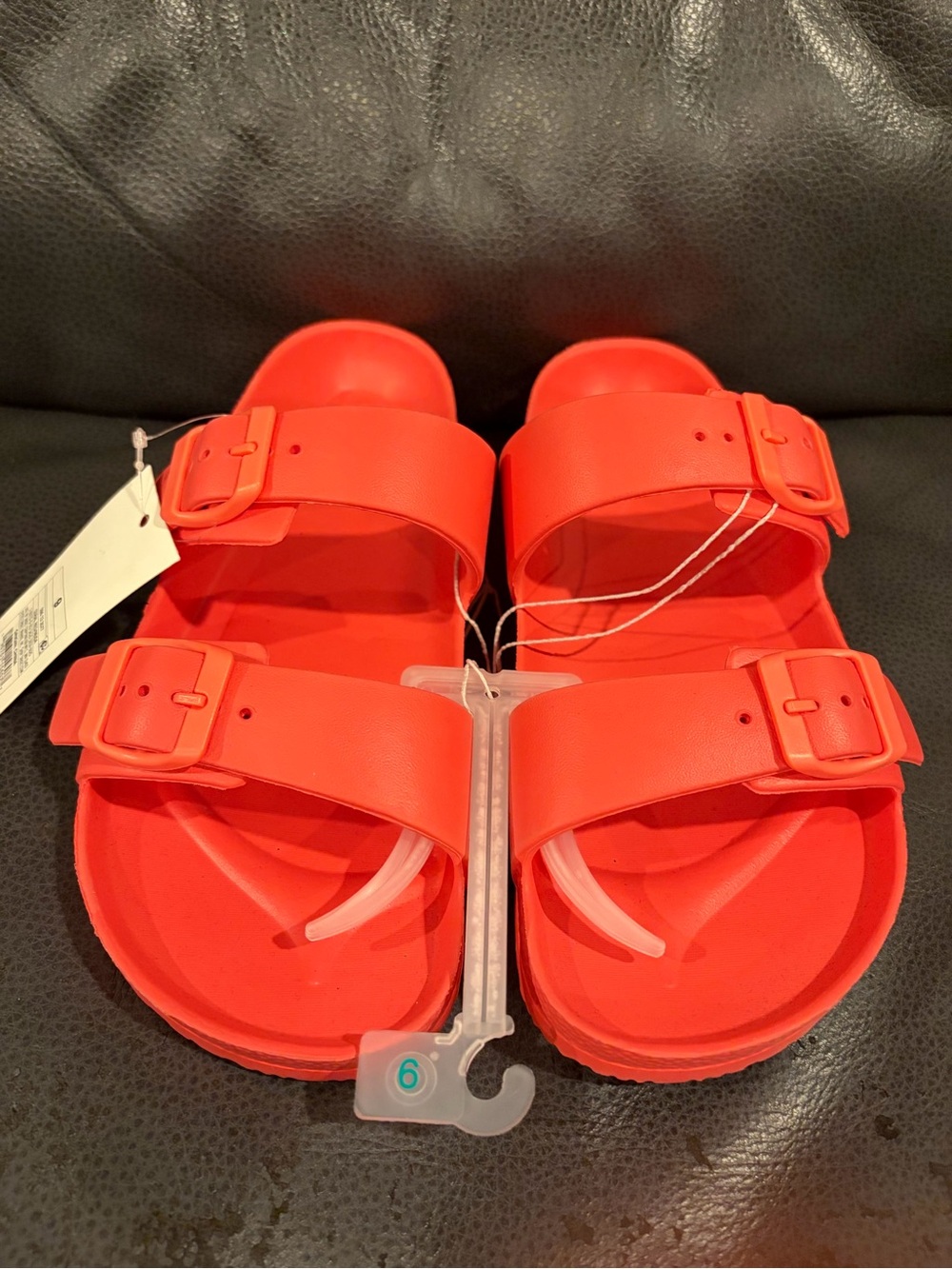Shade & Shore Double-Buckle Slide Sandals in Red